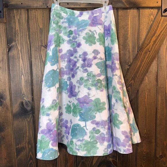 Ann Mashburn Floral A Line Side Zip Floral Skirt - Picture 1 of 4